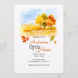 Invitación Casa abierta de árboles de otoño