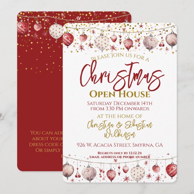 Invitación Casa abierta de Bauble para navidades (Anverso / Reverso)