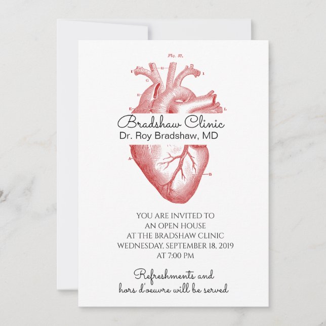 Invitación Casa abierta de cardiólogos Médicas médicos (Anverso)