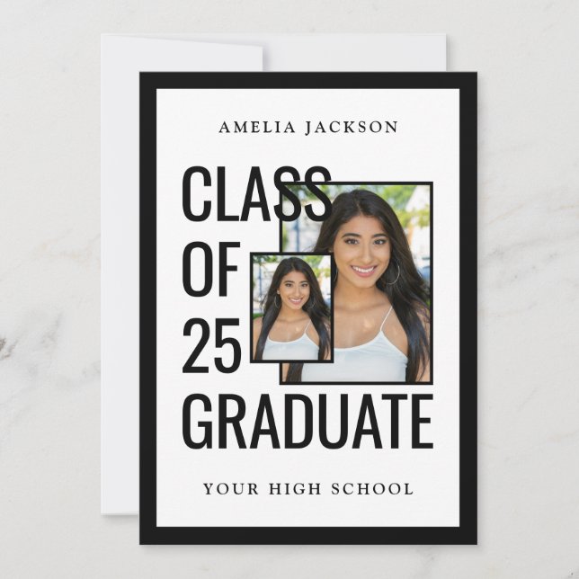 Invitación Casa Abierta De Clase Moderna De 25 Fotos Grad (Anverso)