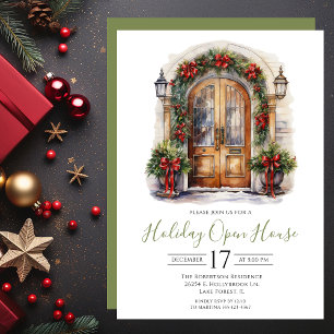 Invitación Casa Abierta de Fiesta con Puerta Principal al Agu