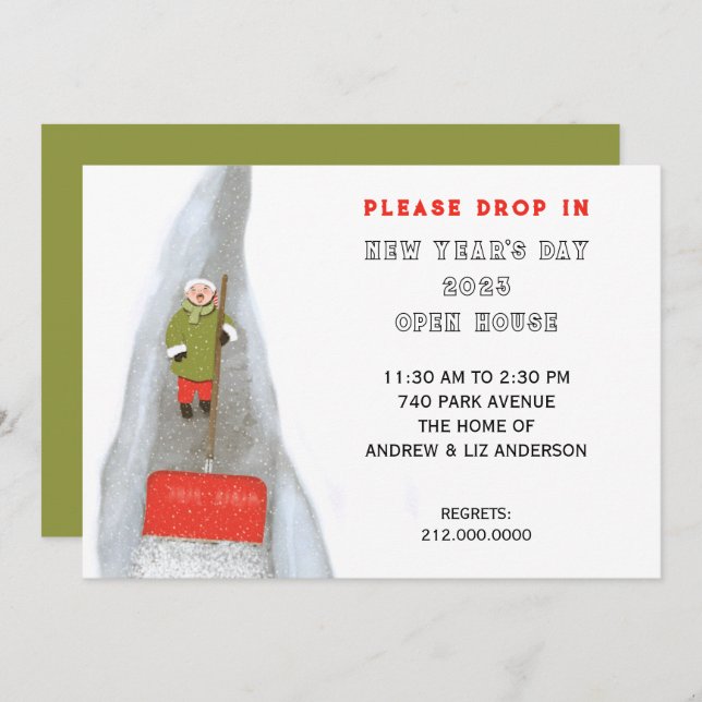 Invitación Casa abierta de Fiestas de Año Nuevo (Anverso / Reverso)