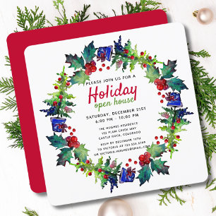 Invitación Casa abierta de floral floral de navidades