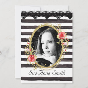 Invitación Casa abierta de graduación de fotos en blanco y ne