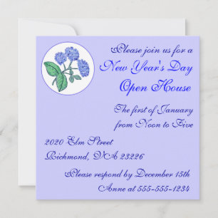 Invitación Casa abierta de Hydrangea el día de año nuevo