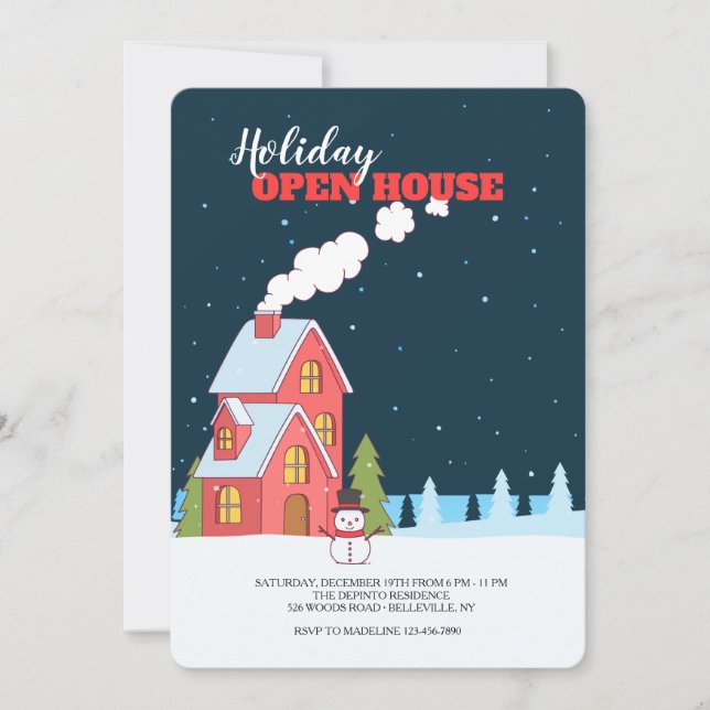 Invitación Casa abierta de la noche clara del invierno (Anverso)