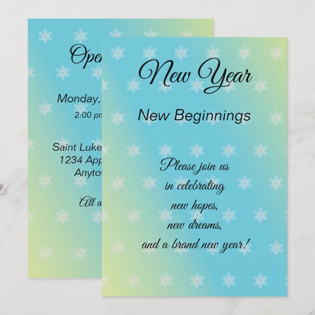 Invitación Casa abierta de los nuevos principios del Año (Anverso / Reverso)