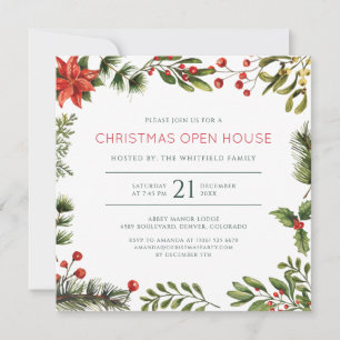 Invitación Casa Abierta de Navidad con Acuarela Fiesta Navide