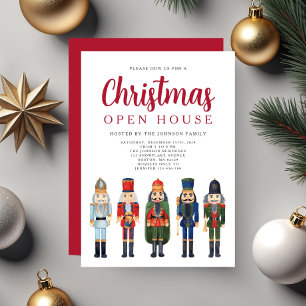 Invitación Casa Abierta de Navidad con Cascanueces Rojo