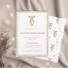 Invitación Casa abierta de Navidad con muérdago en acuarela