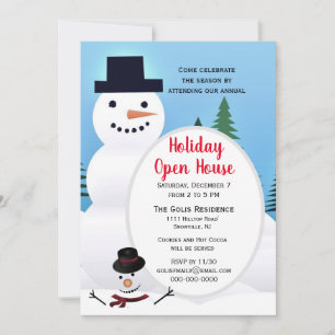 Invitación Casa Abierta de Navidad del Hombre de Nieve Lindo