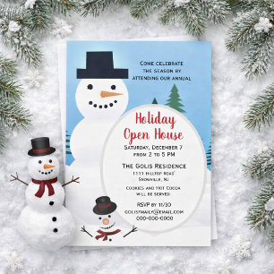Invitación Casa Abierta de Navidad del Hombre de Nieve Lindo