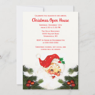 Invitación Casa abierta de Navidad del viejo Santa Claus