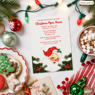 Invitación Casa abierta de Navidad del viejo Santa Claus