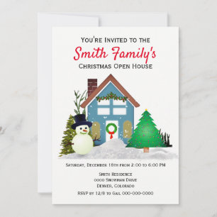 Invitación Casa Abierta de Navidad Estilo Familiar Fiesta