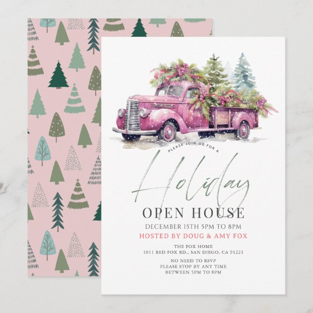 Invitación Casa abierta de Navidades de Camión de Granja Rosa (Anverso / Reverso)
