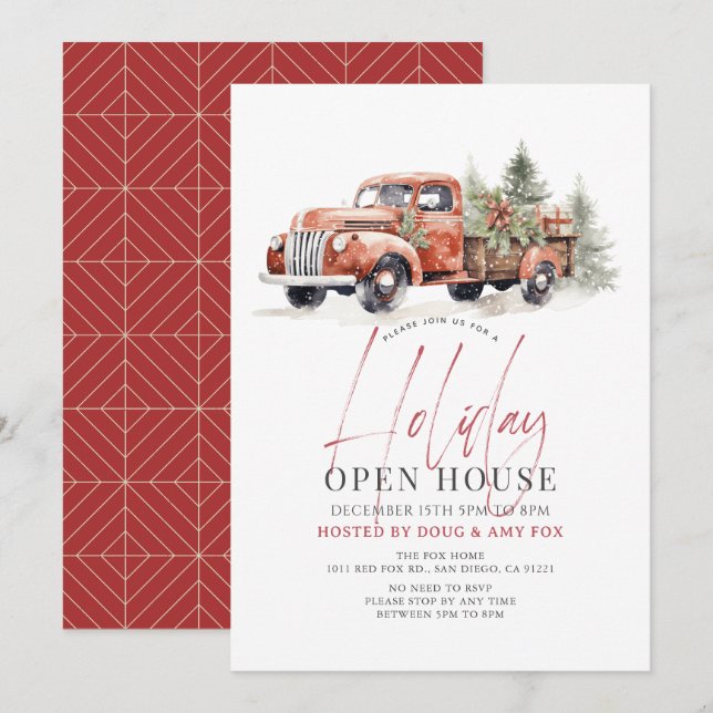 Invitación Casa abierta de Navidades de Camión Rojo (Anverso / Reverso)