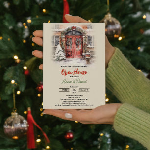 Invitación Casa abierta de Navidades de Nieve Rusa de Acuarel