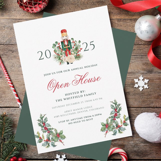 Invitación Casa abierta de navidades Holiday Nutcracker Berri (Christmas Holiday Nutcracker Berries Open House Invitation)