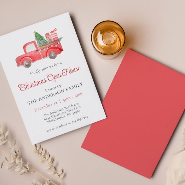 Invitación Casa abierta de Navidades rojos de vacaciones (Subido por el creador)