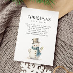 Invitación Casa abierta de pequeños Navidades de Snowman<br><div class="desc">Abierto Hogar De Navidades De Snowman. Disponible digitalmente e impreso. Simple elegancia con el ilustracion de un lindo muñeco de nieve debajo de las palabras. Personaliza fácilmente tus propios detalles.</div>