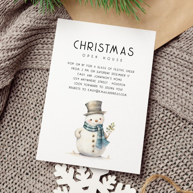 Invitación Casa abierta de pequeños Navidades de Snowman (Available digitally and printed)