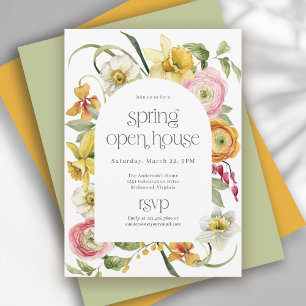 Invitación Casa Abierta de Primavera Floral Acuarela Brillant