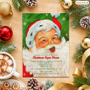 Invitación Casa Abierta de Santa Claus Vintage Navidad