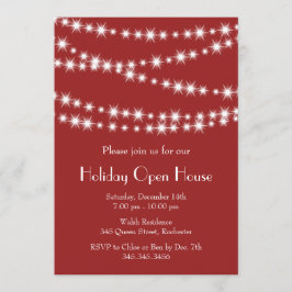 Invitación Casa abierta de Twinkle Lights Holiday (rojo)