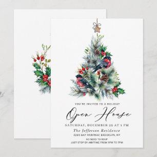 Invitación Casa abierta de vacaciones de Navidades de pino ac