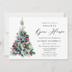 Invitación Casa abierta de vacaciones de Navidades de pino ac