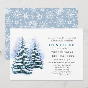 Invitación Casa abierta de vacaciones de Navidades de pino ac