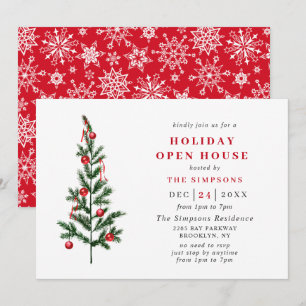 Invitación Casa abierta de vacaciones de Navidades de pino ac