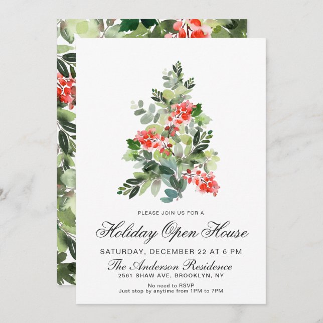 Invitación CASA ABIERTA DE VACACIONES DE NAVIDADES de Pino ac (Anverso / Reverso)