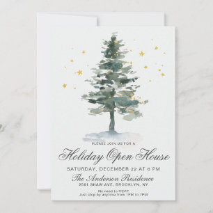Invitación Casa abierta de vacaciones de Navidades de pino ac