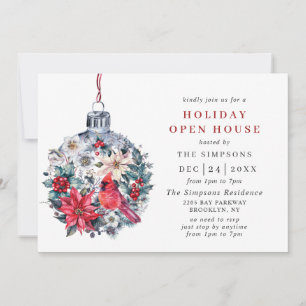 Invitación Casa abierta de vacaciones de Navidades de pino ac