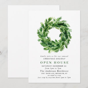 Invitación CASA ABIERTA DE VACACIONES DE NAVIDADES DE Wreath