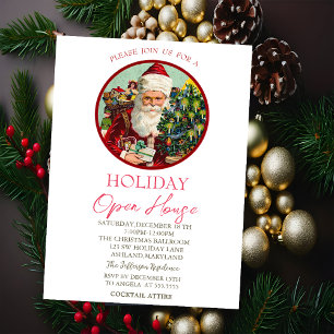 Invitación Casa Abierta de Vacaciones de Santa Clásico Vintag