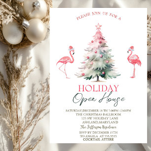Invitación Casa abierta de vacaciones del árbol de pino de fl