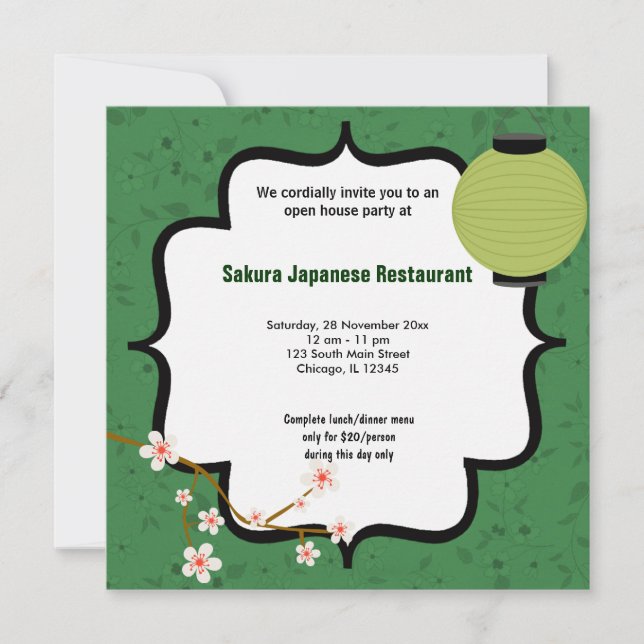 Invitación Casa abierta del sushi (Anverso)