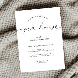Invitación Casa Abierta Empresarial de Escritura Simple Minim