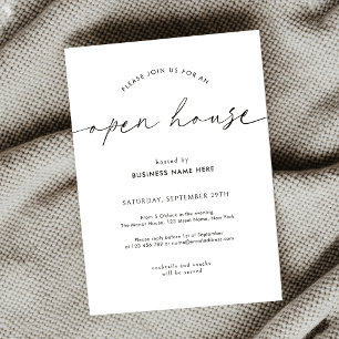 Invitación Casa Abierta Empresarial de Escritura Simple Minim