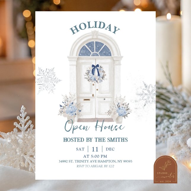 Invitación Casa abierta en Navidad de invierno azul (Subido por el creador)