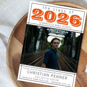 Invitación Casa Abierta Fiesta de Graduación 2023 Foto Naranj
