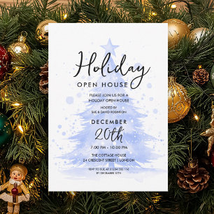 Invitación Casa Abierta Navideña Árbol Pintado a Mano