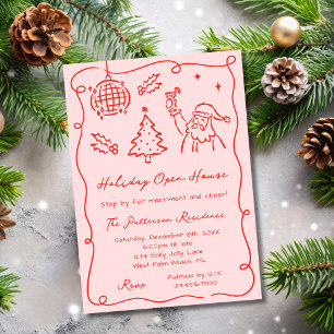 Invitación Casa Abierta Navideña con Garabatos Caprichosos Ro