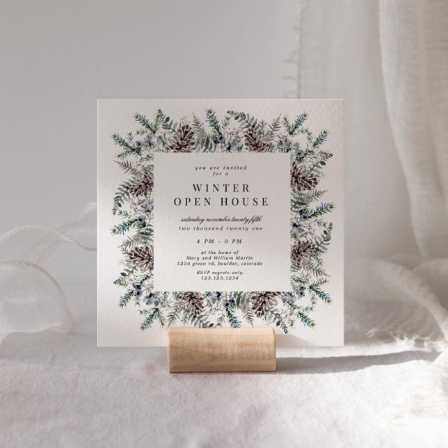 Invitación Casa Abierta Pastel Elegante Cuadrado de Invierno (Subido por el creador)