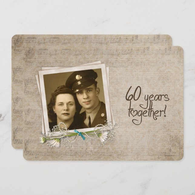 Invitación Casa abierta por aniversario de bodas número 60 (Anverso / Reverso)