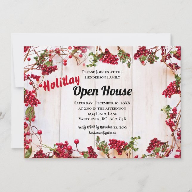 Invitación Casa Abierto Rustic Wood Invitó a los Navidades a  (Anverso)