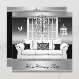 Invitación Casa Calentadora Fiesta Candelier Rich Silver Whit